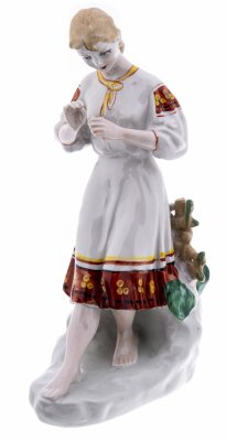 купить Статуэтка "Гадание на ромашке", фарфор, роспись, Полонский ЗХК, скульптор О.Л. Жникруп, СССР, 1973-1991 гг.