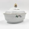 Купить Маслёнка/ёмкость для сервировки стола с флоральным декором, фарфор, деколь, золочение, Wloclawek (Влоцлавская фаянсовая фабрика), Польша, 1968-1992 гг.