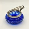 Купить Сахарница из кобальтового стекла с резным декором и прорезной ручкой, металл, цветное стекло, алмазная грань, УПК «Автоштамп», Москва, СССР, 1960-1980 гг.