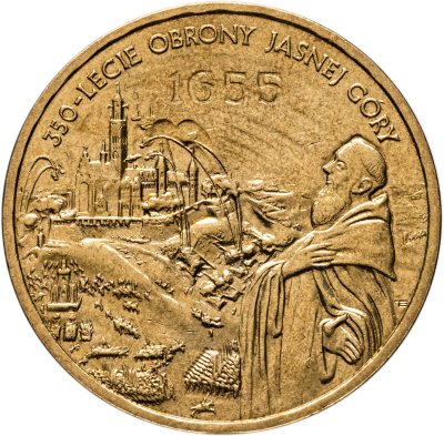 купить Польша 2 злотых (zlote) 2005 "350 лет обороне монастыря Ясная Гора в городе Ченстохова"