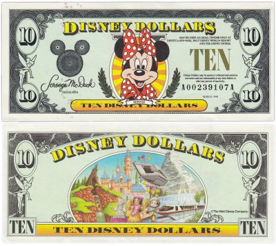 купить США 10 Дисней доллар 1998 Серия АA в конверте
