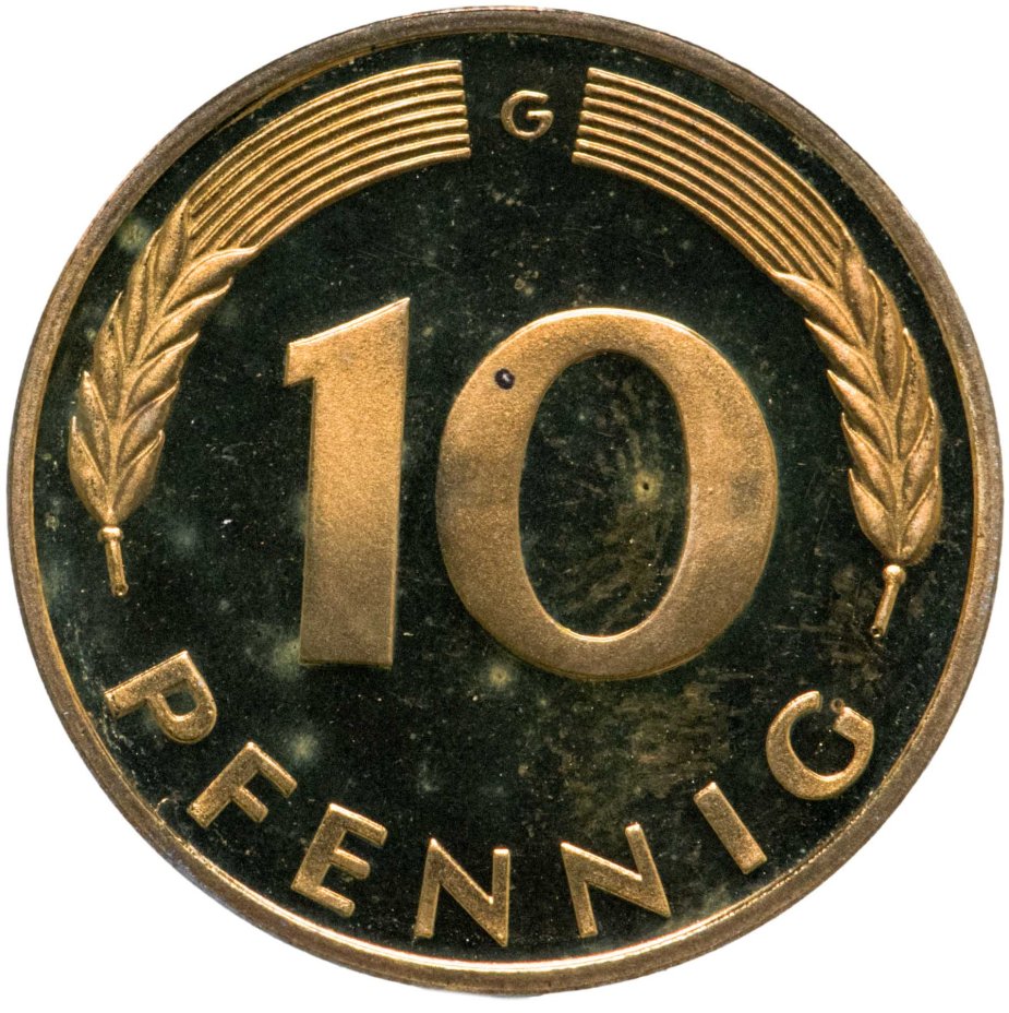 Германия 10 пфеннигов (pfennig) 1976, знак монетного двора: "G ...