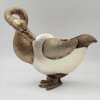 купить Статуэтка "Утка", металл, раковина наутилус, Европа, 1970-1990 гг.