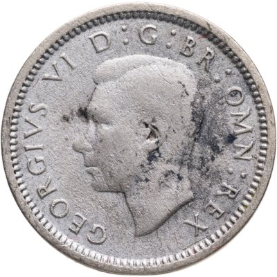 купить Великобритания 3 пенса (pence) 1943 Серебро /серый цвет/