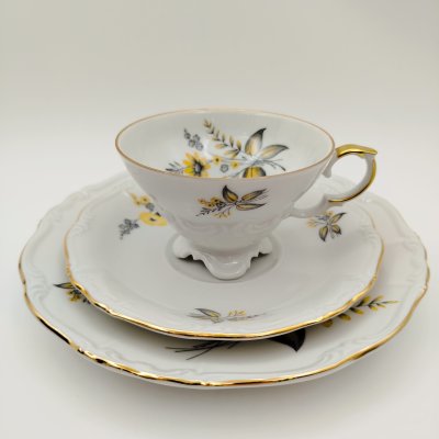 купить Трио чайное, украшенное цветочным декором, Maria-Theresia, фарфор, деколь, золочение, Edelstein Bavaria (Эдельштейн), Германия, 1950-1970 гг.