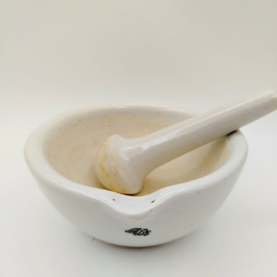 купить Ступка с пестиком, фарфор, деколь, Речицкий фарфоровый завод (Гжель), СССР, 1950-1960 гг.