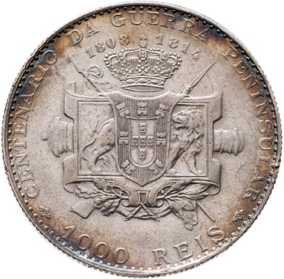 купить Португалия 1000 реалов (рейс, reis) 1910 "100 лет Пиренейской войне"
