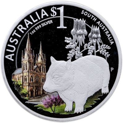 купить Австралия 1 доллар 2010 "Выставка ANDA - Южная Австралия - Собор святого Петра - Вомбат", в футляре с сертификатом