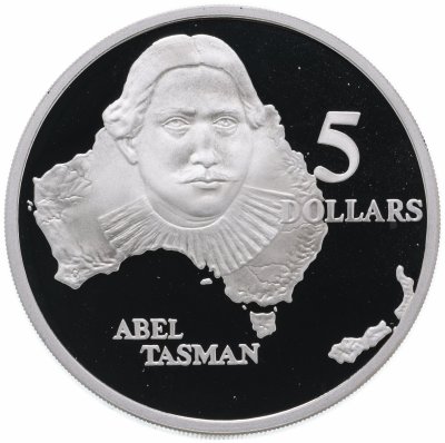 купить Австралия 5 долларов 1993 "Первооткрыватели - Абель Янсзон Тасман"