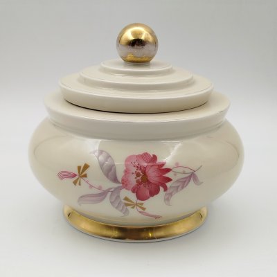 купить Сахарница в стиле Art Deco, украшенная цветочным декором, Paul Müller, фарфор, деколь, золочение, Hutschenreuther (Хутченройтер), Германия, 1928-1943 гг.