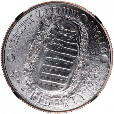 купить США 50 центов (1/2 доллара, half dollar) 2019 "50 лет полёта Аполлон-11 на Луну" Знак монетного двора: "D" - Денвер в слабе NGC MS70