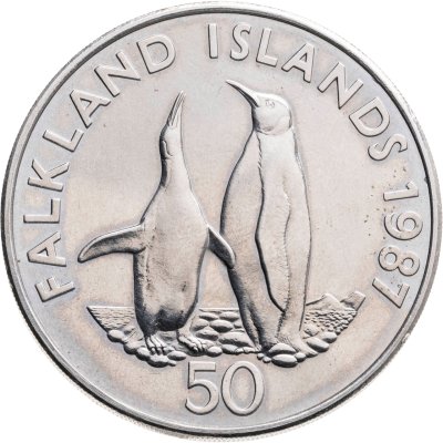 купить Фолклендские острова 50 пенсов (pence) 1987 "Королевские пингвины"
