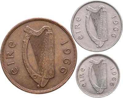 купить Ирландия набор монет 1, 3 и 6 пенсов 1966