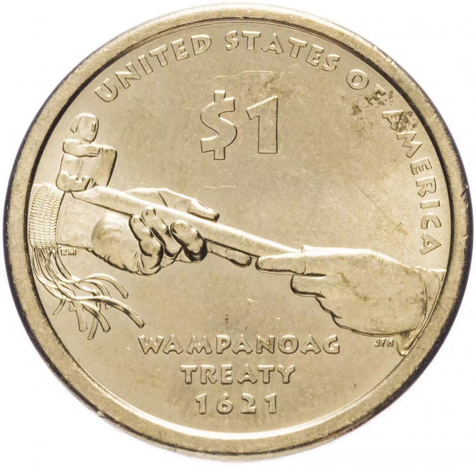 купить США 1 доллар (dollar) 2011 Р "Коренные Американцы - Договор с Вампаноагами"