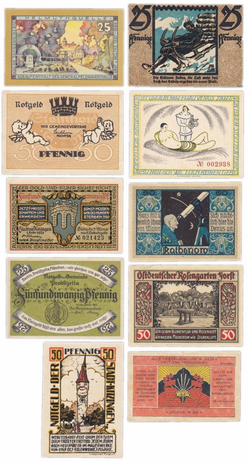 купить Германия (разные земли) набор из 10 нотгельдов 1921-1922