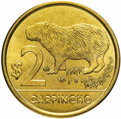 купить Уругвай 2 песо 2012 Водосвинка (капибара)