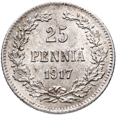 купить 25 пенни (pennia) 1917 S гербовый орел без короны Российская Финляндия