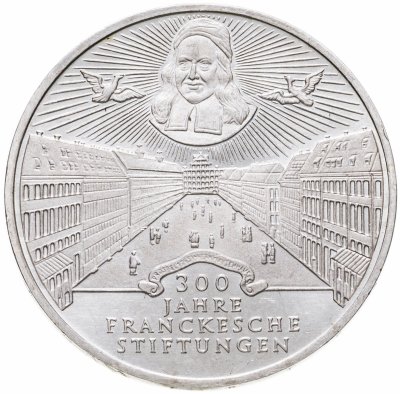 купить Германия 10 марок 1998 A 300 лет Франкскому благотворительному фонду знак монетного двора: "A" - Берлин