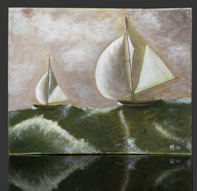 купить Картина "Парусники", картон, масло, СССР, 1978 г.