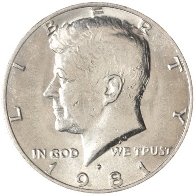 купить США 50 центов (1/2 доллара, half dollar) 1981 P Kennedy Half Dollar (Кеннеди) знак монетного двора "P" - Филадельфия