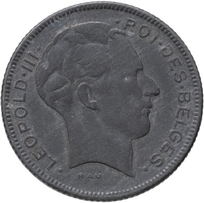 купить Бельгия 5 франков (francs) 1941 Надпись на французском - 'DES BELGES'