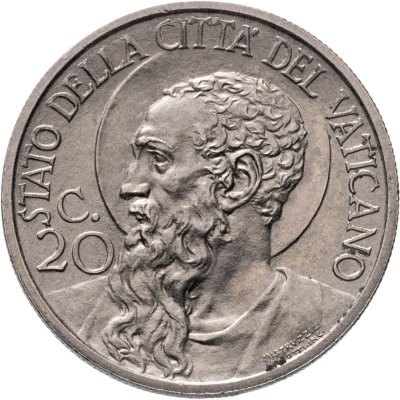 купить Ватикан 20 чентезимо (centesimi) 1930