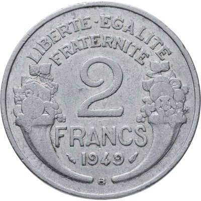 купить Франция 2 франка (francs) 1949 B знак монетного двора: "B" - Бомон-ле-Роже
