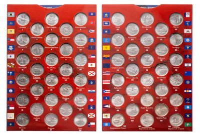 купить США полный набор из 56 монет 25 центов (квортер) серии "Штаты и территории" 1999-2009 в альбоме