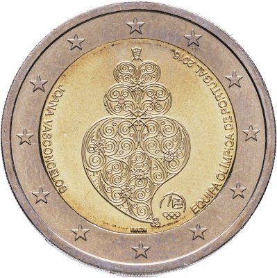 купить Португалия 2 euro (евро) 2016 сборная Португалии на Играх XXXI летней Олимпиады в Рио-де-Жанейро 2016