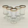 Купить Набор из 5-ти рюмок (фужеров) с декором в виде золотой ленты, стекло, золочение, СССР, 1970-1990 гг.