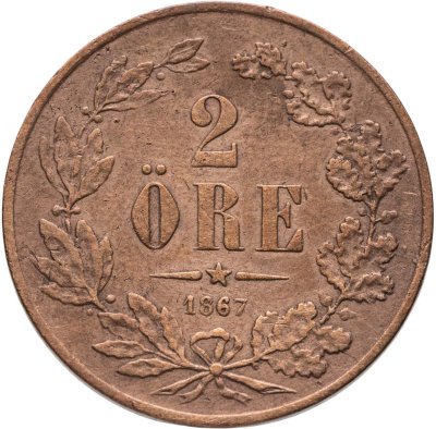 купить Швеция 2 эре (ore) 1867