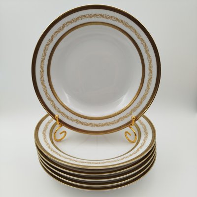 купить Набор глубоких (суповых) тарелок с растительным декором на 6 персон, серия "Charleroi-Bruxelles", фарфор, золочение, Tirschenreuth, Германия, 1969-1990 гг.