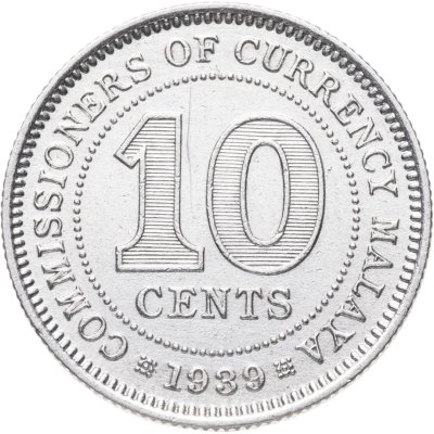 купить Британская Малайя 10 центов (cents) 1939