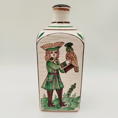 купить Штоф четырехгранный с изображением охотничьих сцен, керамика, роспись, СССР, 1970-1990 гг.