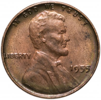 Купить США 1 цент 1955 без обозначения монетного двора