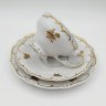 Купить Трио чайное, украшенное цветочным и рельефным декором, серия "Katharina", фарфор, деколь, золочение, Weimar Porzellan (Веймарский фарфор), ГДР, 1950-1980 гг.
