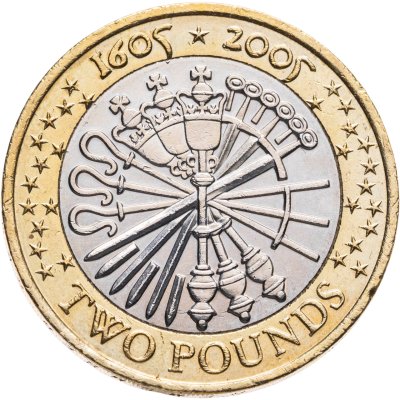 купить Великобритания 2 фунта (pounds) 2005 "400 лет "Пороховому заговору"
