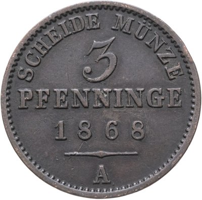 купить Германия, Пруссия 3 пфеннига 1868