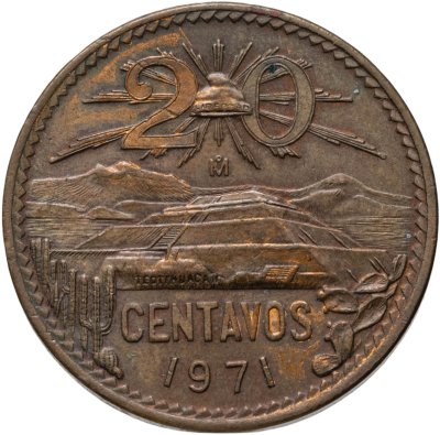 купить Мексика 20 сентаво (centavos) 1971 Новый герб