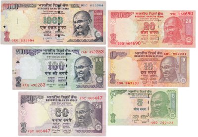 купить Индия набор 6 бон 2007-2016гг