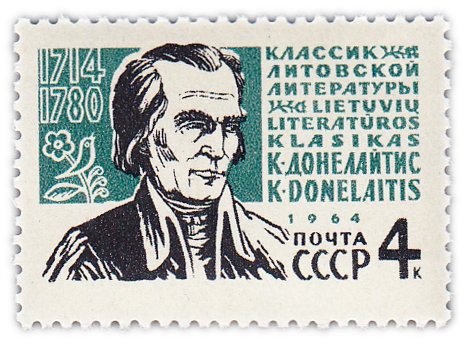 купить 4 копейки 1964 "250 лет со дня рождения литовского поэта Кристионаса Донелайтиса (1714-1780)"