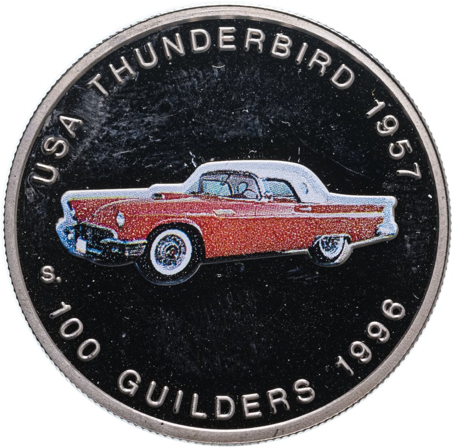купить Суринам 100 гульденов 1996 "Форд - Thunderbird 1957"