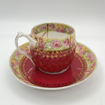 купить Пара чайная с цветочным декором, фарфор, деколь, крытье, золочение, Фарфоровая фабрика Гарднера, Российская империя, 1892-1917 гг.