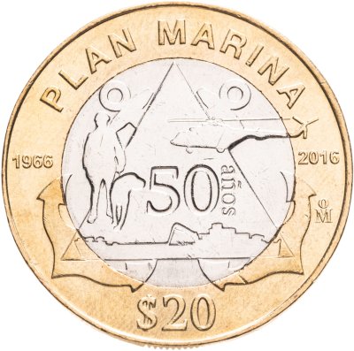 купить Мексика 20 песо (pesos) 2016 "50-летие "Плана военно-морского флота" (Plan marina)"
