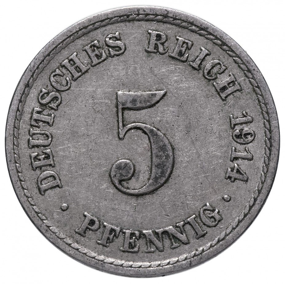 купить Германия 5 рейх пфеннигов 1914 "A"