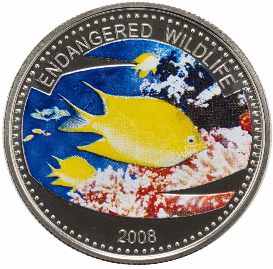 купить Палау 1 доллар 2008 Подводный мир желтая рыба