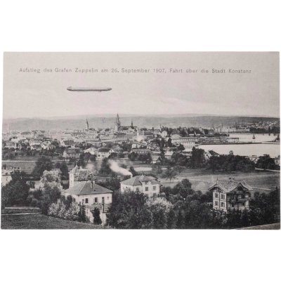 купить Германия Открытка 1907 , дирижабль Граф Цеппелин над городом Констанц