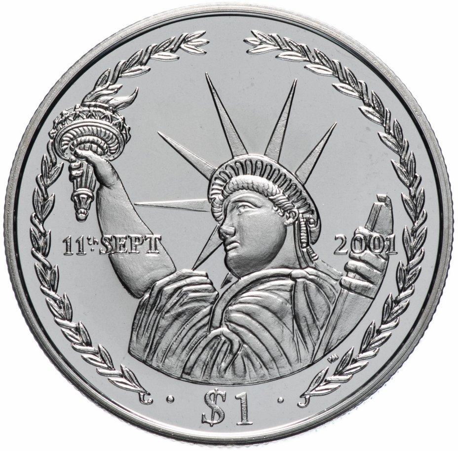 купить Британские Виргинские острова 1 доллар 2002 "Память об 11 сентября 2001"