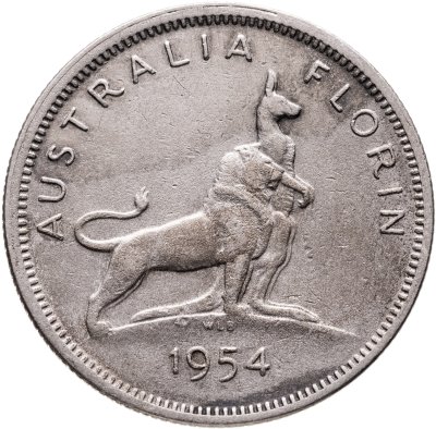 купить Австралия 1 флорин 1954 "Визит королевы Елизаветы II в Австралию"