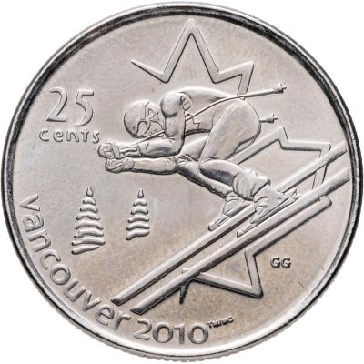 купить Канада 25 центов (cents) 2007 "XXI зимние Олимпийские Игры, Ванкувер 2010 - Горные лыжи"